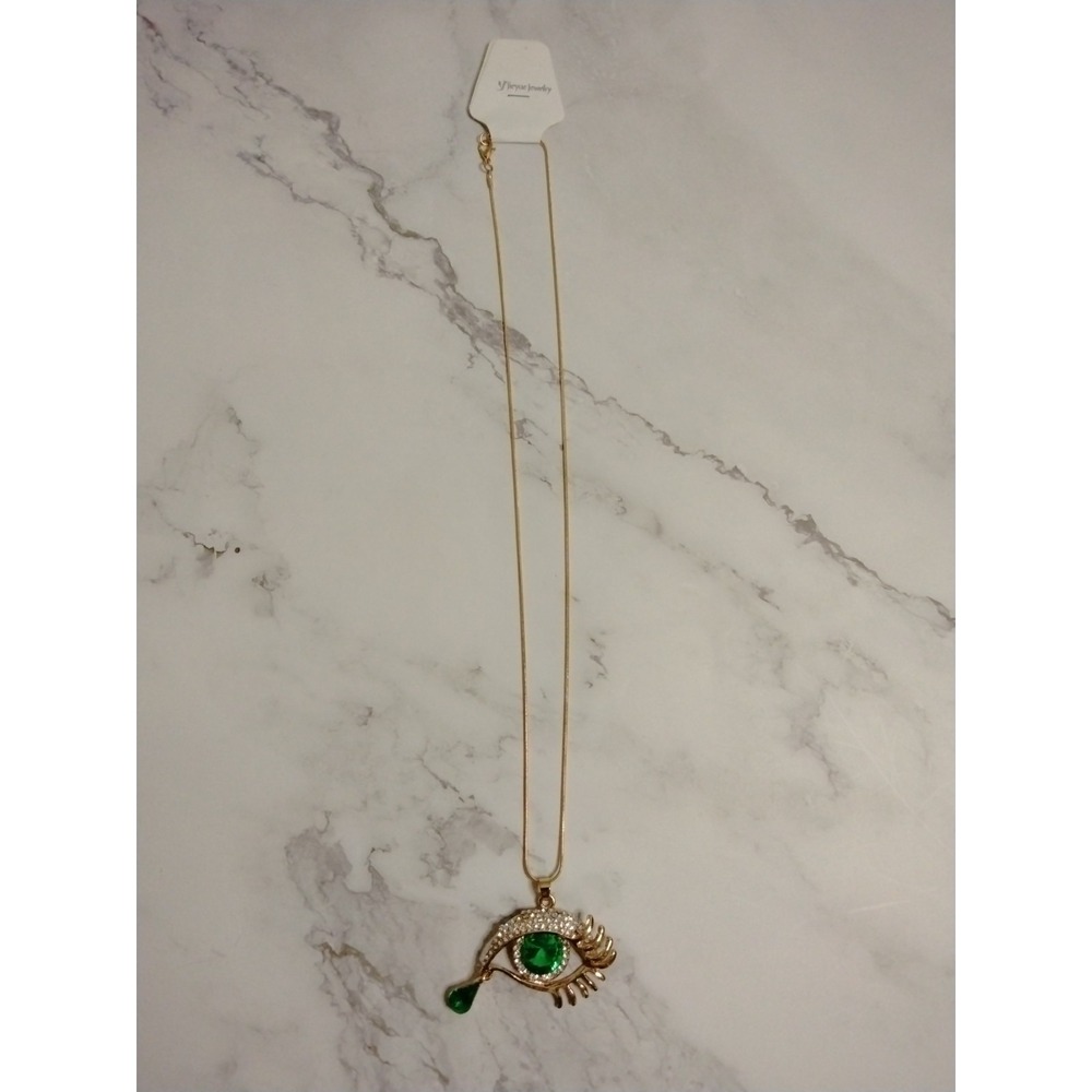 Womens  Gold Plated Fashion‎ Necklace With Eye Pendant 12 Inches